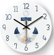 Nautical 12 White Wall Clock Coastal Anchor Design Silent Non Ticking Home Decor