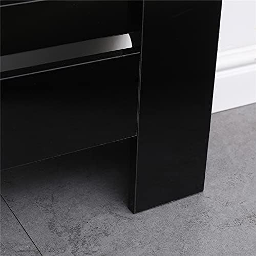 High Gloss Black Radiator Cover Cabinet 111.5x19x82cm Modern Slatted Design