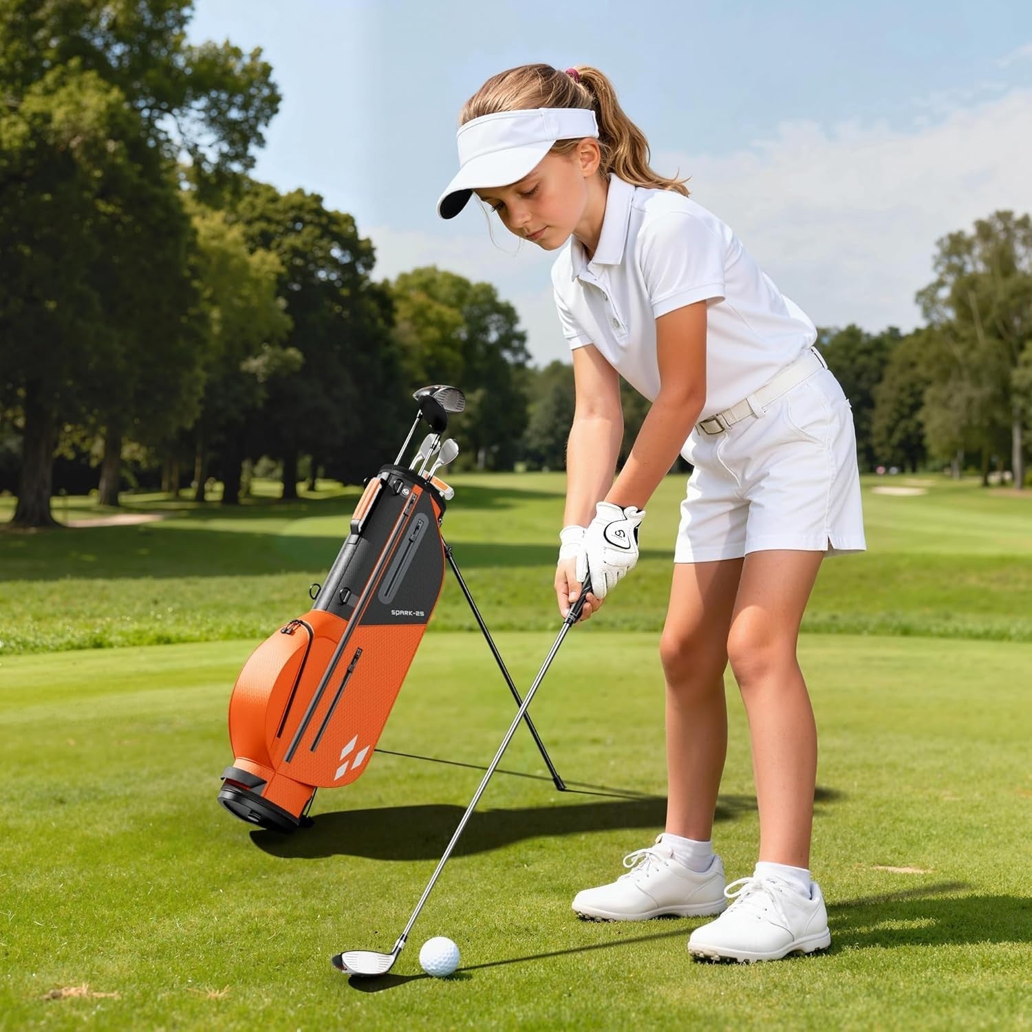 Kids Golf Club Set Ages 6–8 Right Hand Junior Stand Bag Driver Hybrid