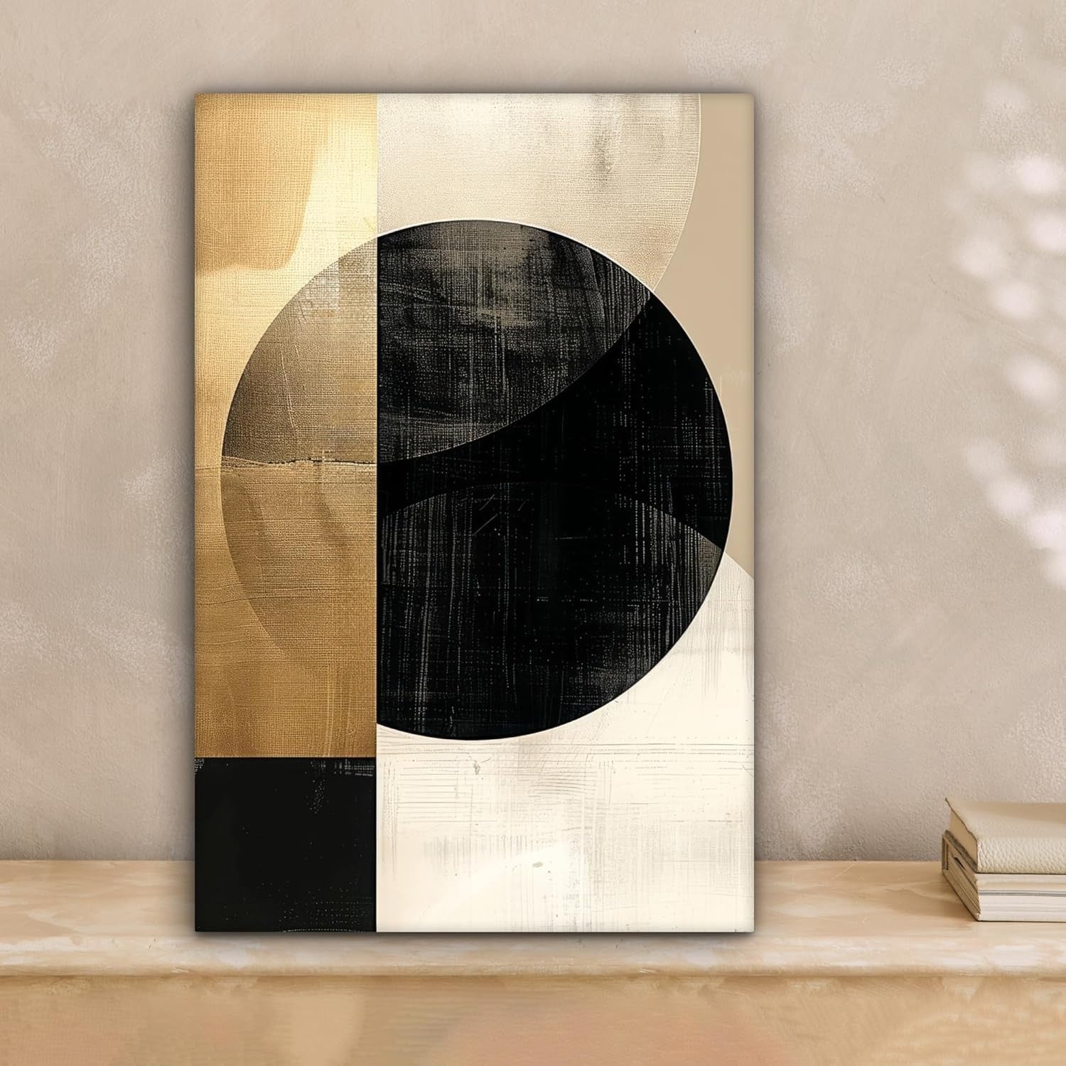 Abstract Gold Black Canvas Wall Art 20x30cm Modern Framed Print