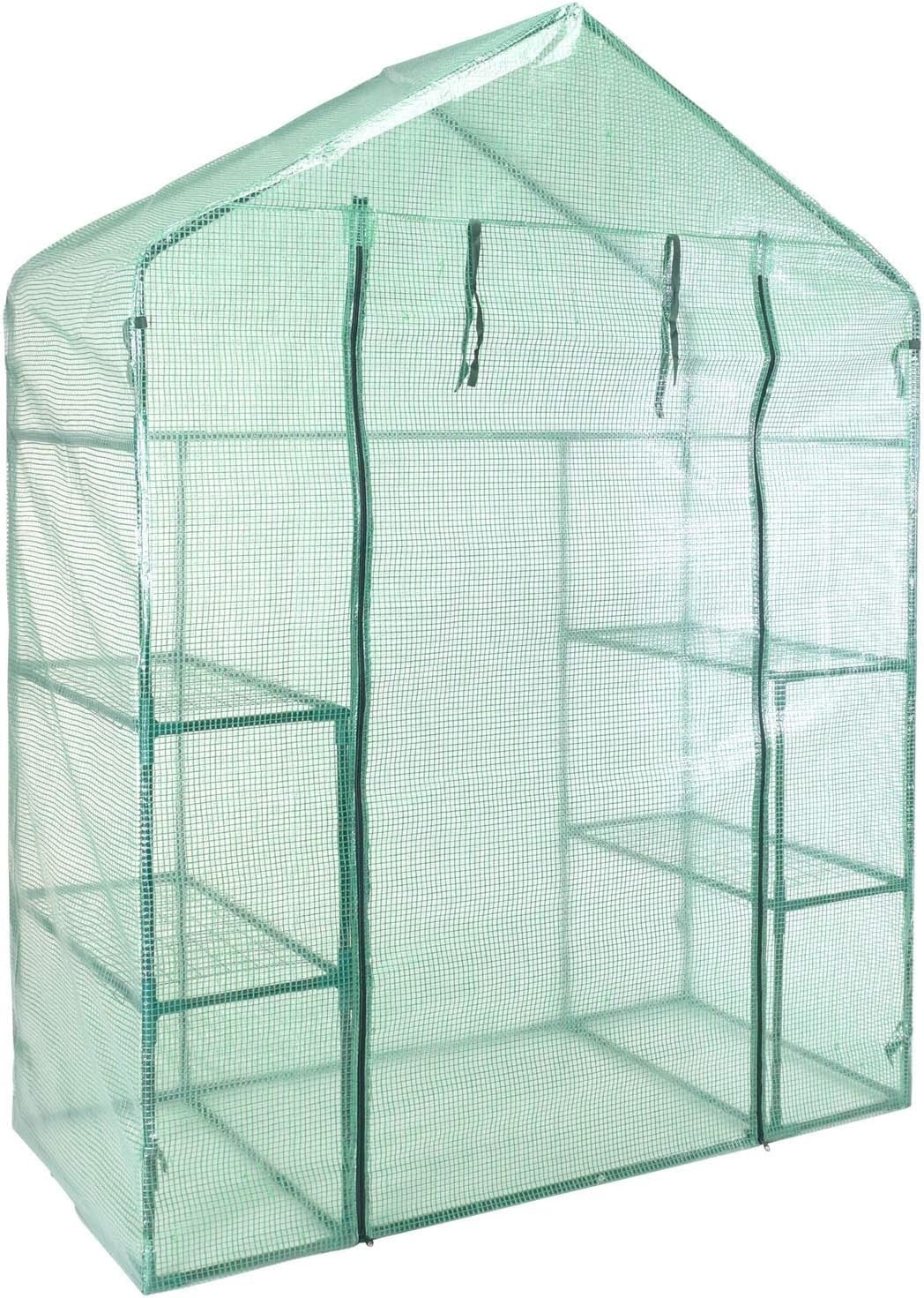 Walk-In Greenhouse 143x73x195cm Outdoor Garden Cold Frame with 4 Shelves