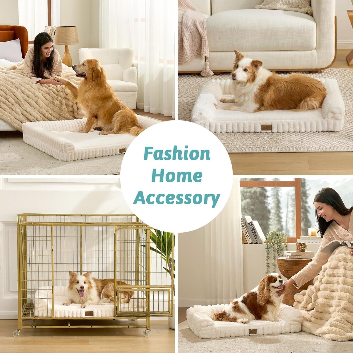 Orthopedic Dog Sofa Bed 76x50cm Washable Waterproof Cream