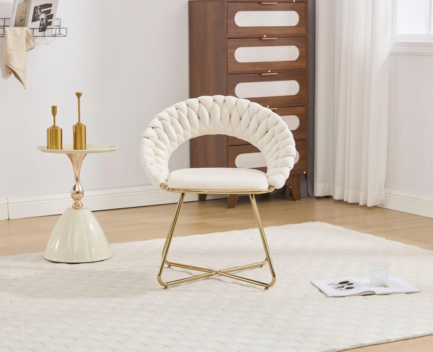 Beige Velvet Tub Chairs Set of 2 – Modern Accent Lounge Chairs with Gold Legs
