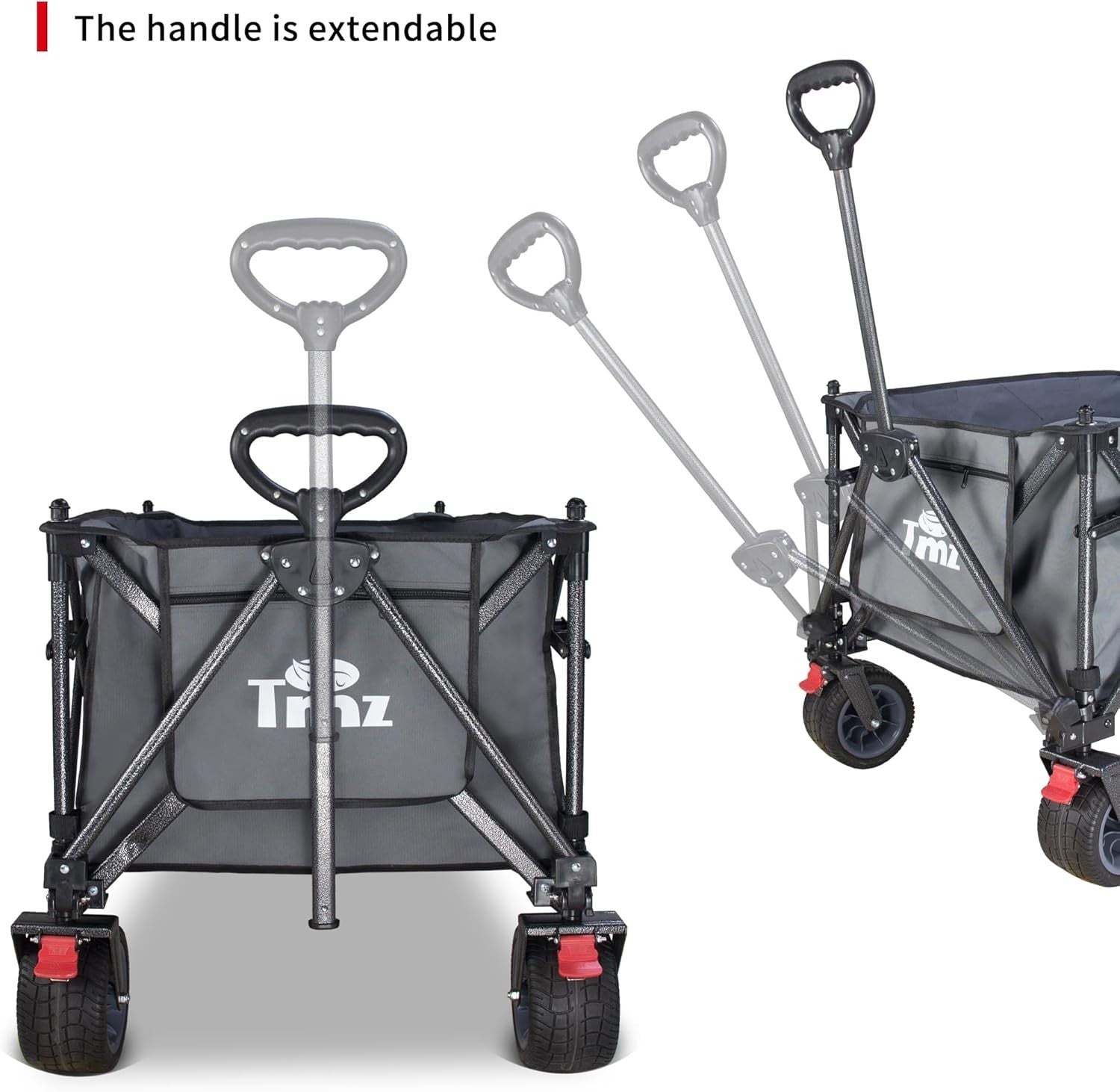 Extra Large 445L Folding Wagon Cart 120kg Load w/ Canopy Brakes All-Terrain Grey
