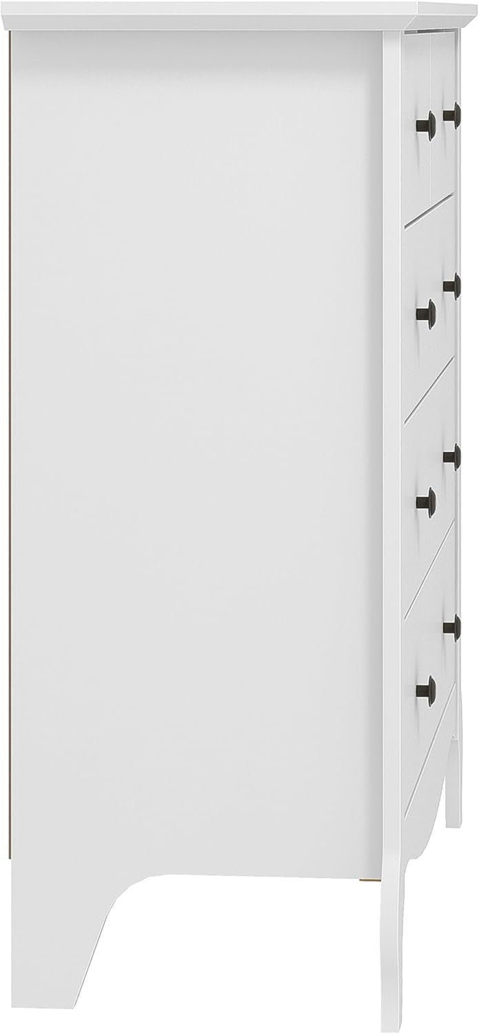 White 5 Drawer Chest Storage Cabinet Hallway Bedroom Modern Slim Unit