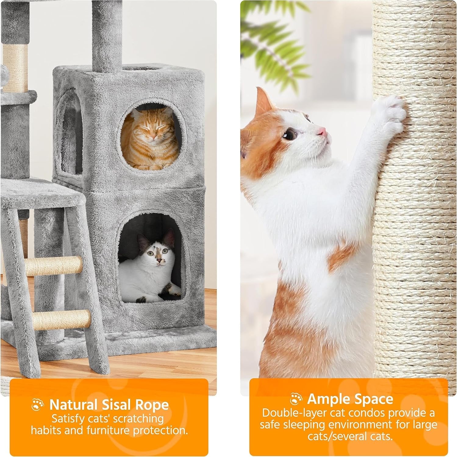 Cat Tree Tower 94cm Multi Level Condo Scratching Post Hammock Ladder Indoor