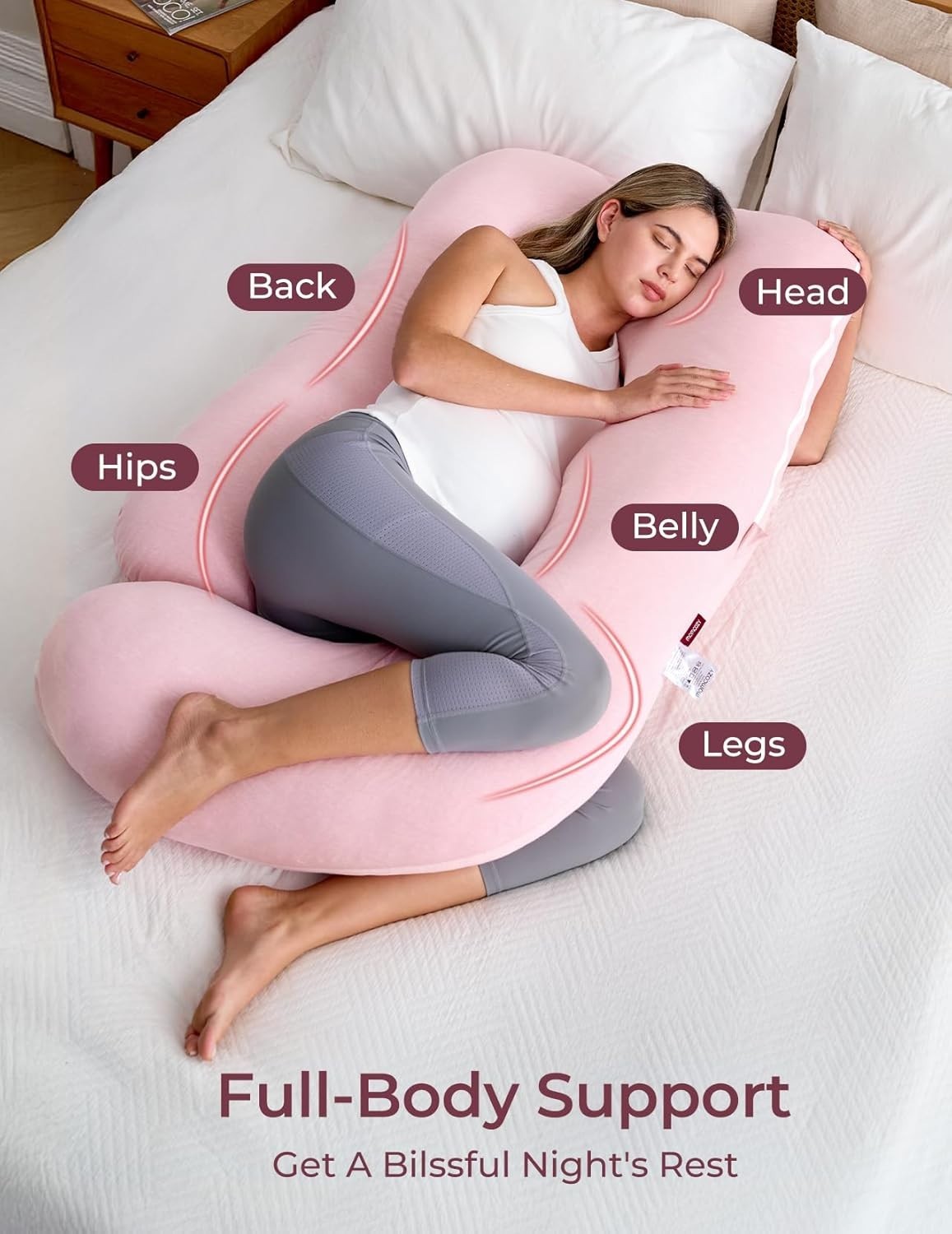 U Shaped Pregnancy Pillow 57" Full Body Support Back Belly Hip Pain Relief