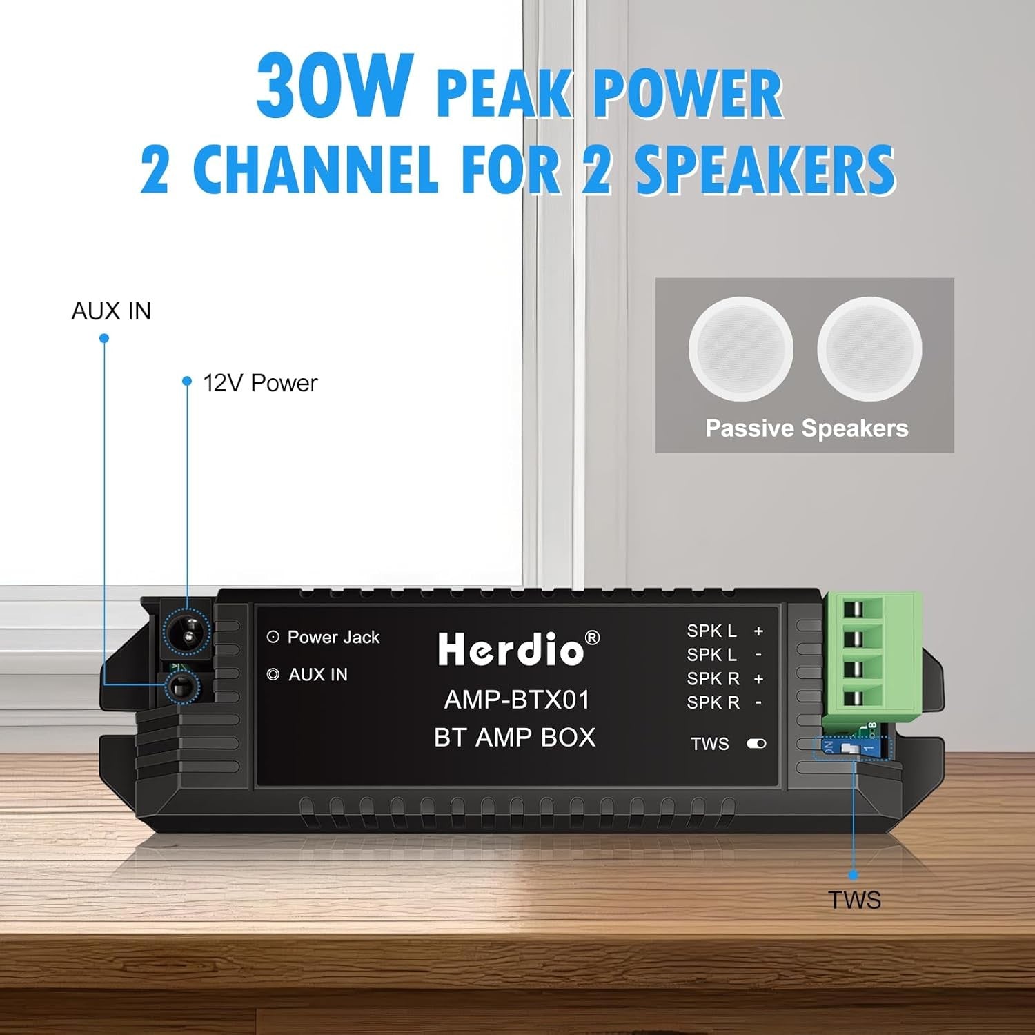 Bluetooth 2.0 Stereo Amplifier Receiver for Passive Speakers AUX