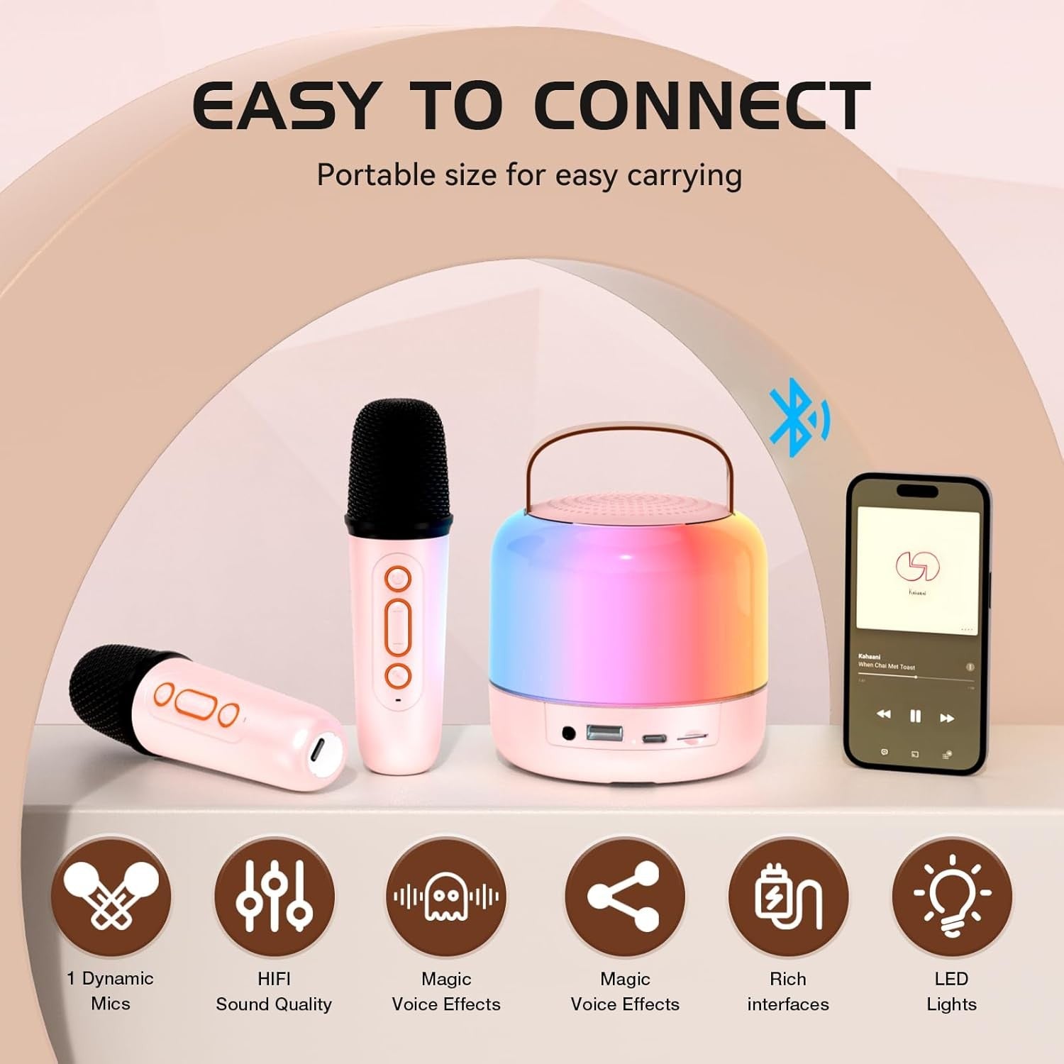 LED Kids Karaoke Speaker with 2 Mics Bluetooth Party Gift