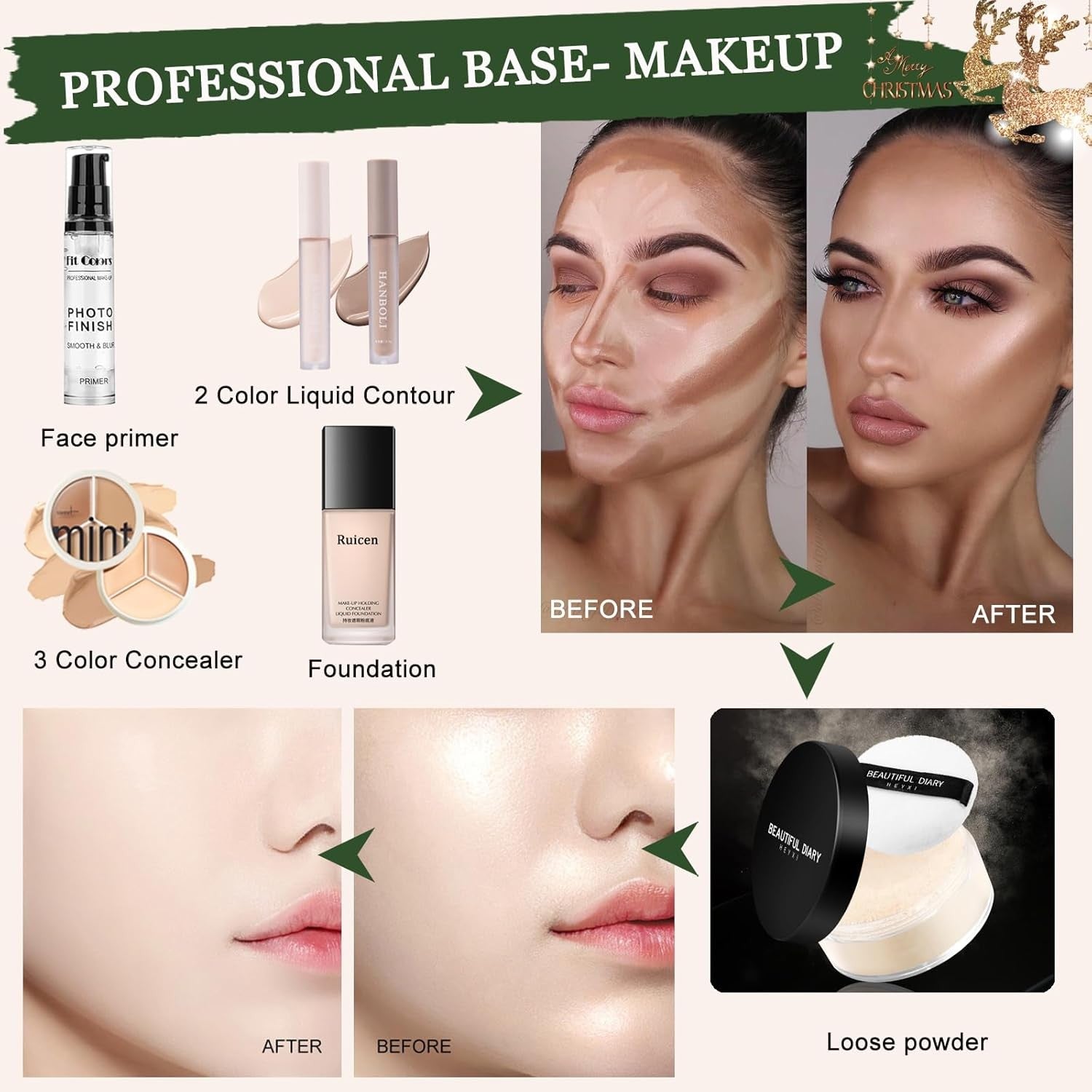 Professional Makeup Kit Set Full Face Palette Lashes Brushes Bag