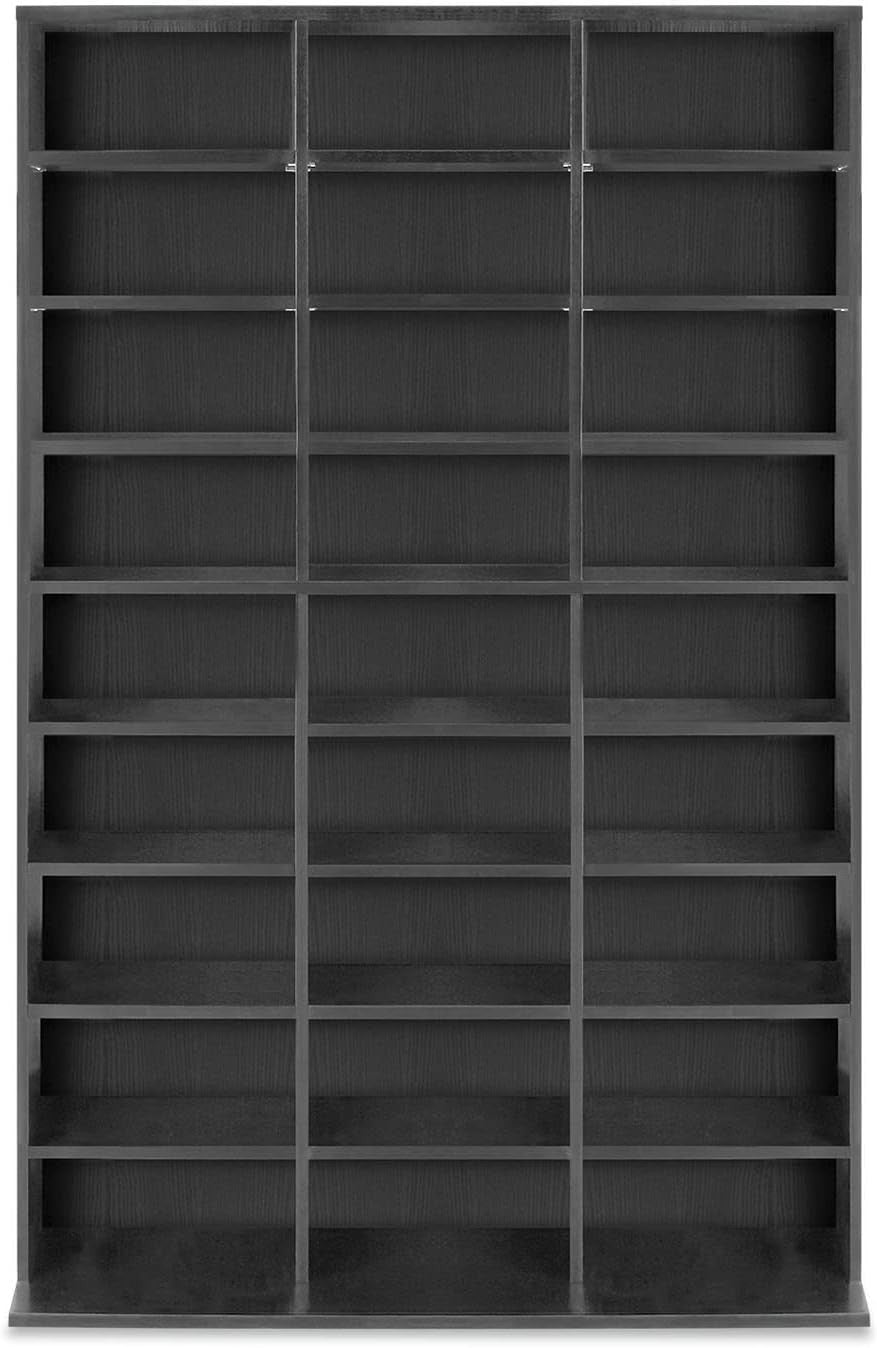 Media Storage Tower 24 Shelf CD DVD Blu Ray Game Book Organizer
