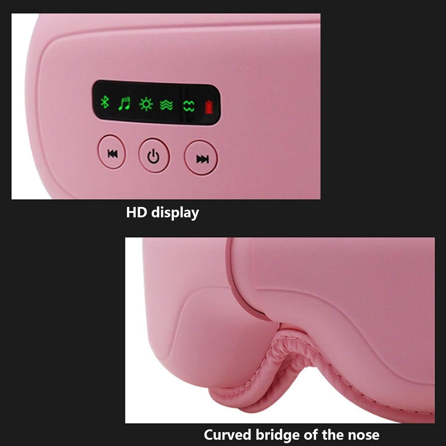 Foldable Heated Eye Massager Air Compression Bluetooth