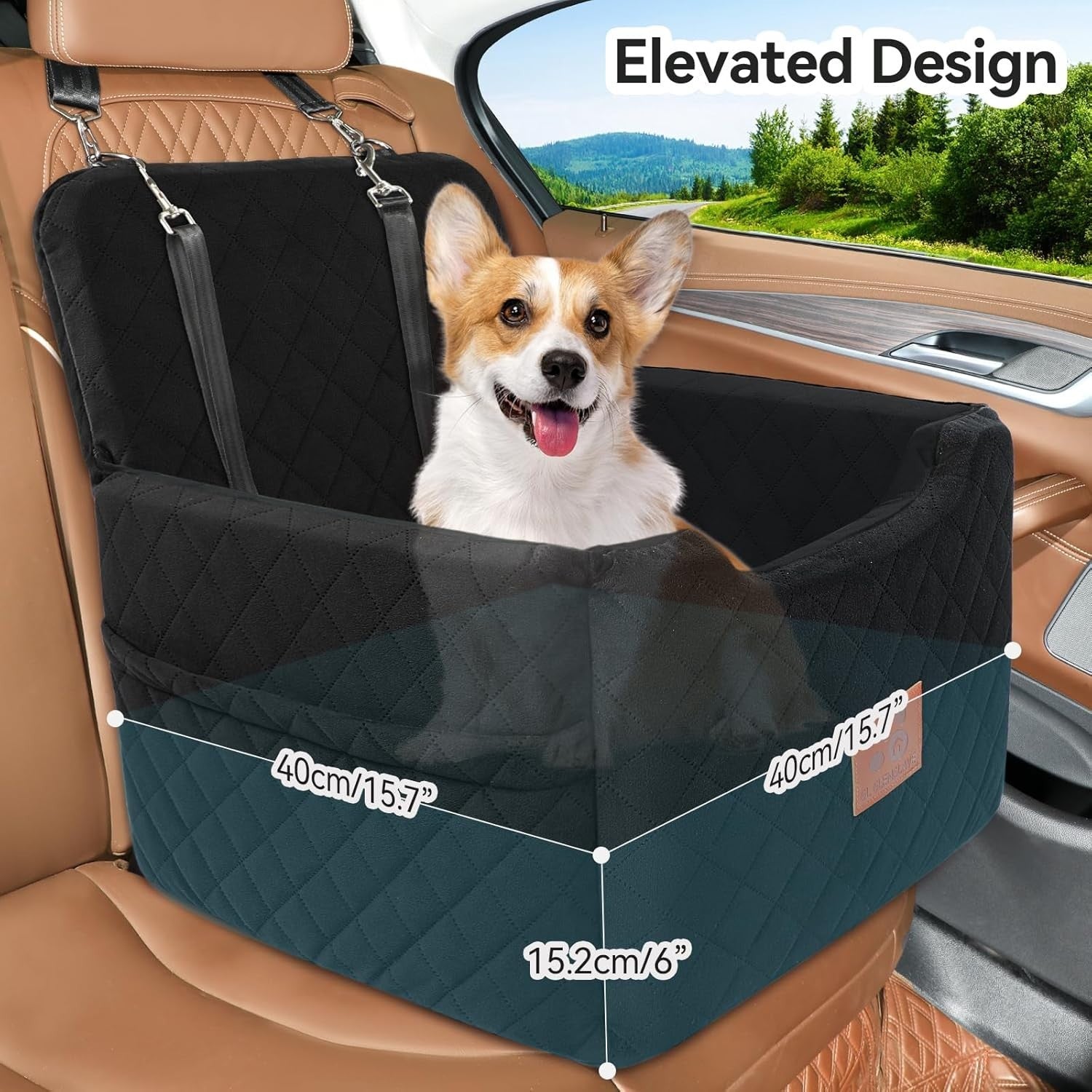 Dog Car Booster Seat Memory Foam Travel Bed Washable for Small Dogs