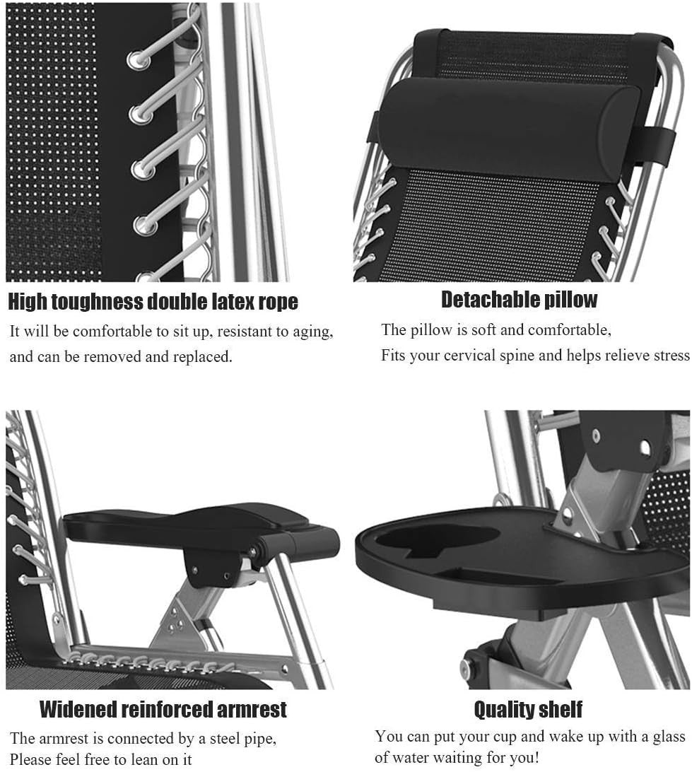 Heavy Duty Zero Gravity Recliner Chair Padded Outdoor Garden Beach Lounger
