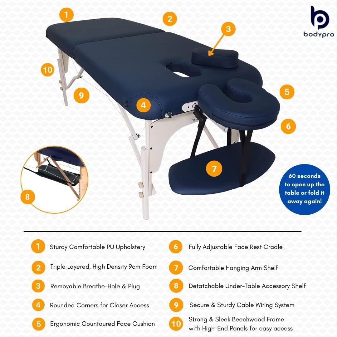 Lightweight Foldaway Massage Bed Portable Therapy Table Height Adjustable