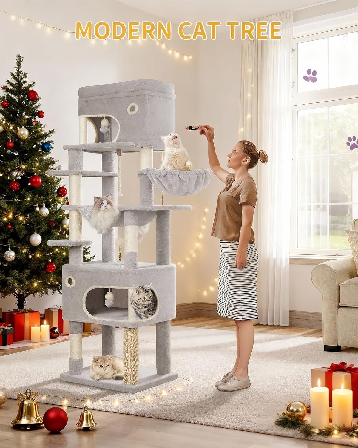 178cm Tall Cat Tree Tower Multi-Level Scratching Posts Condos