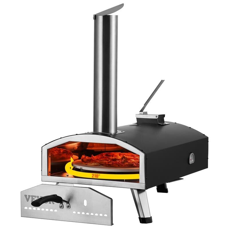 Outdoor Pizza Oven 12" Tri-Fuel BBQ, 210° Stone, Portable Grill