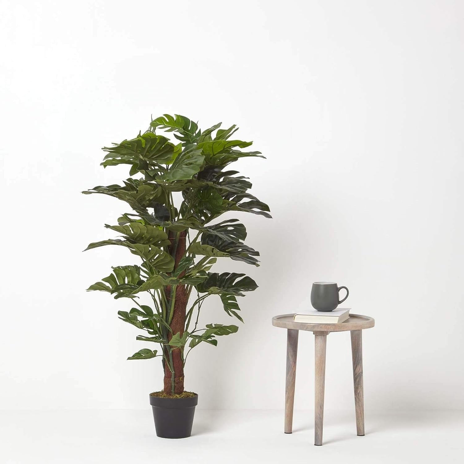 120cm Artificial Monstera Tree in Black Pot Realistic Swiss Cheese Plant Décor