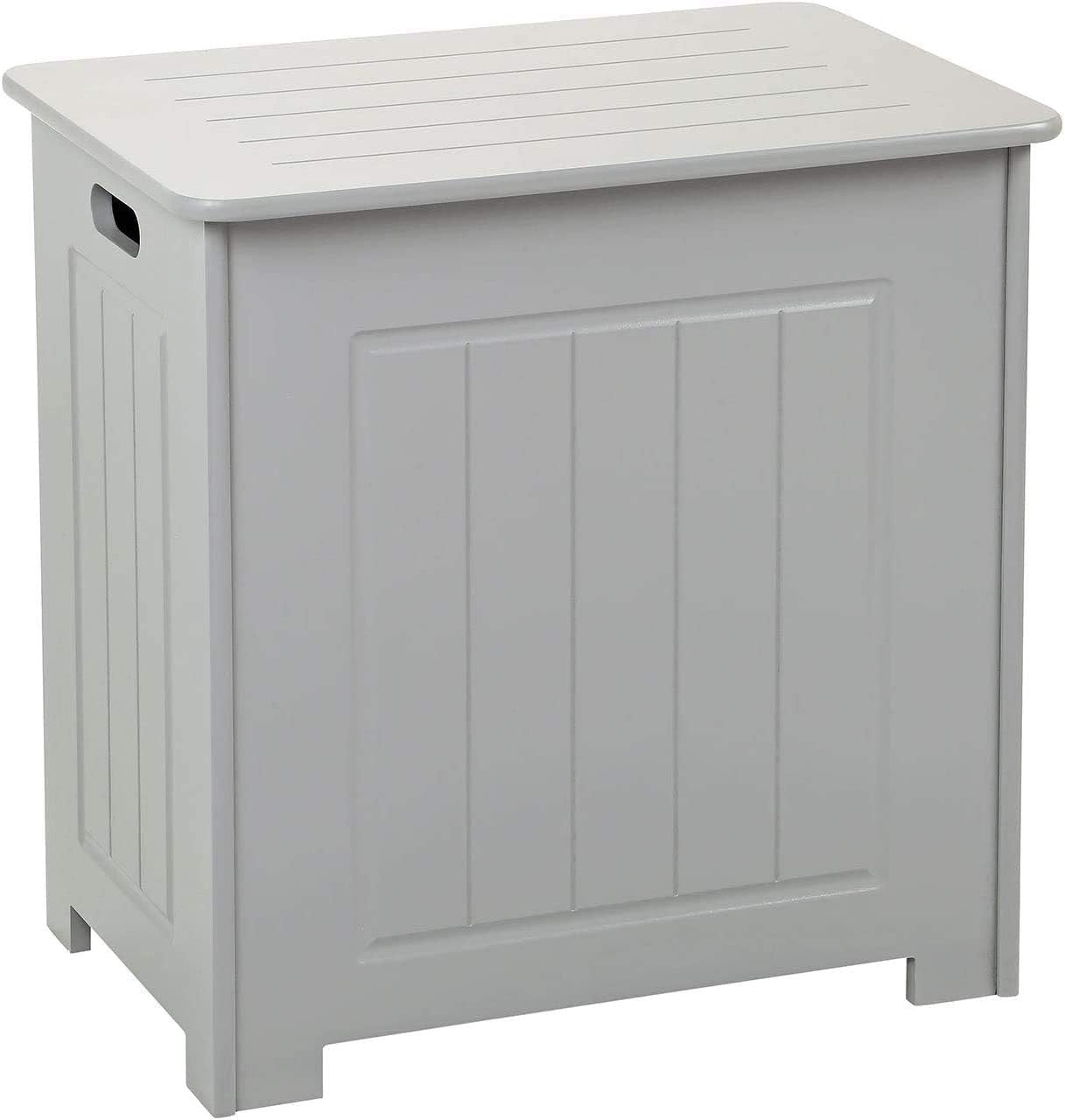 Wooden Laundry Cabinet Chest Basket Storage Hamper Bathroom Bin Grey