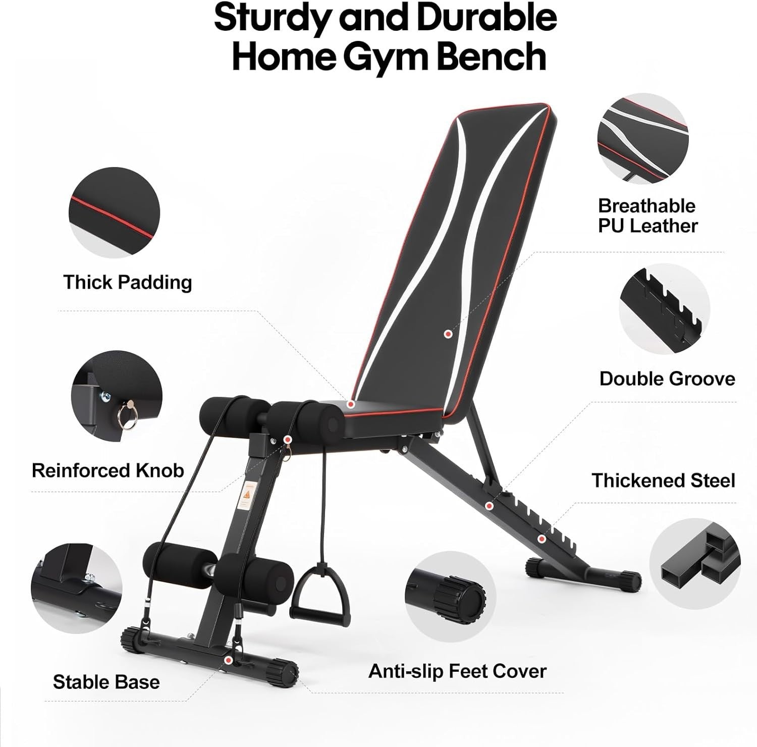 Adjustable Foldable Weight Bench 300kg Incline Decline Home Gym