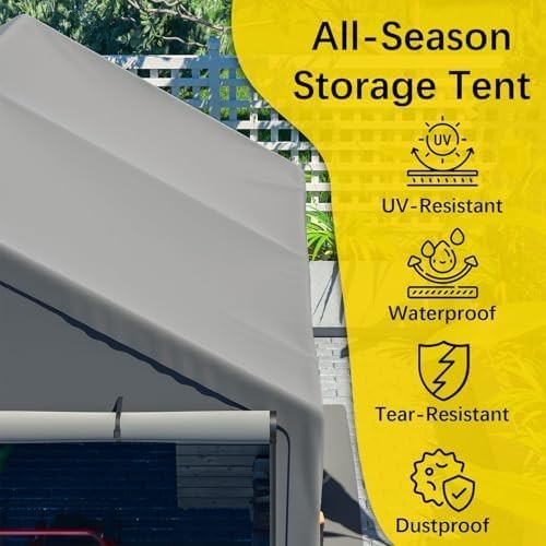 Outdoor Garden Storage Tent 10x10FT Waterproof Steel Frame Grey