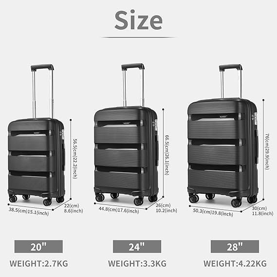 24 Inch PP Hard Shell Travel Suitcase 4 Spinner Wheels TSA Lock