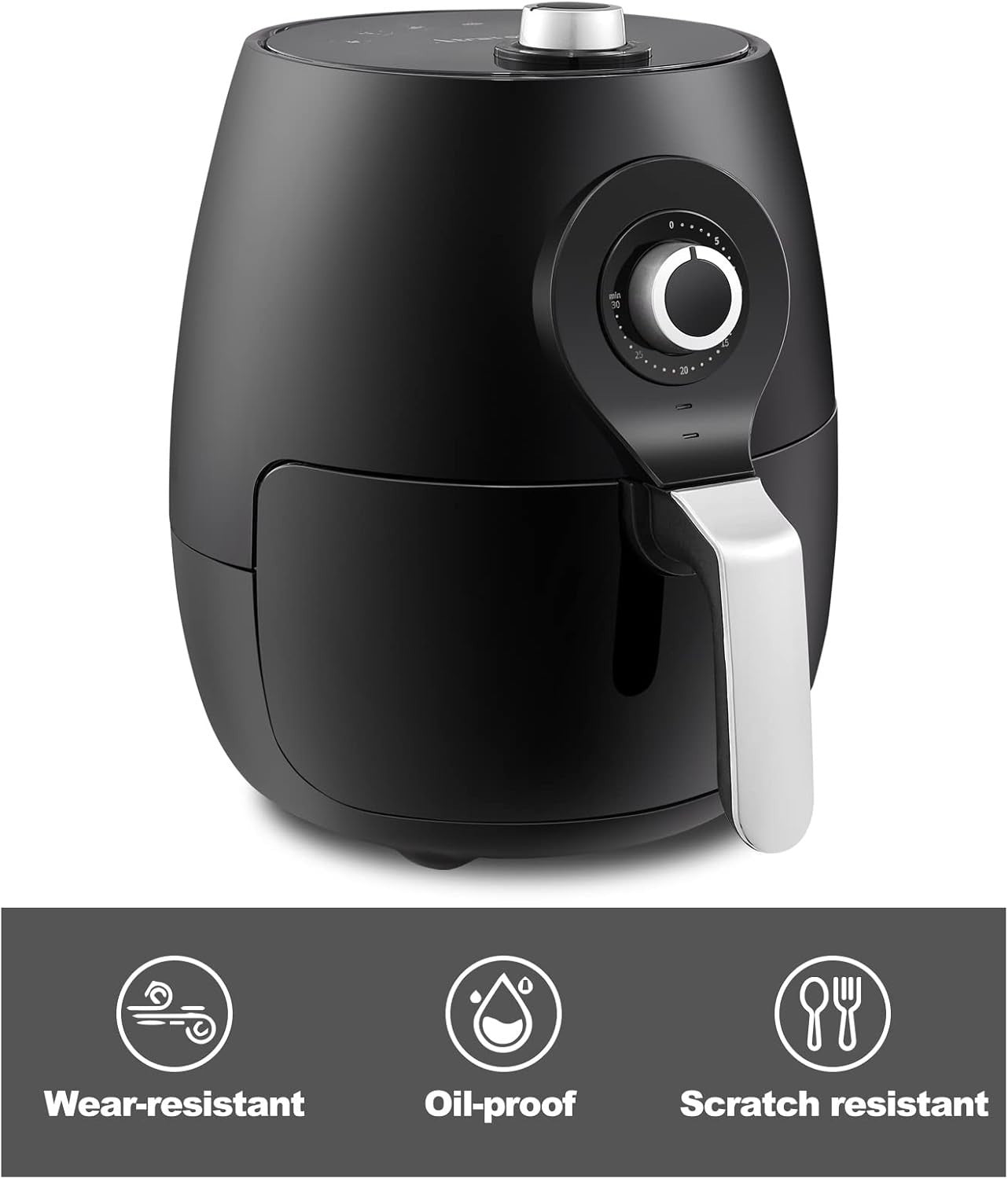 5L Air Fryer 1450W Dual Knob 30 Min Timer Rapid Air Easy Clean