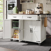 Space-Saving Rolling Kitchen Island Cart with Foldable Side & Storage Drawers