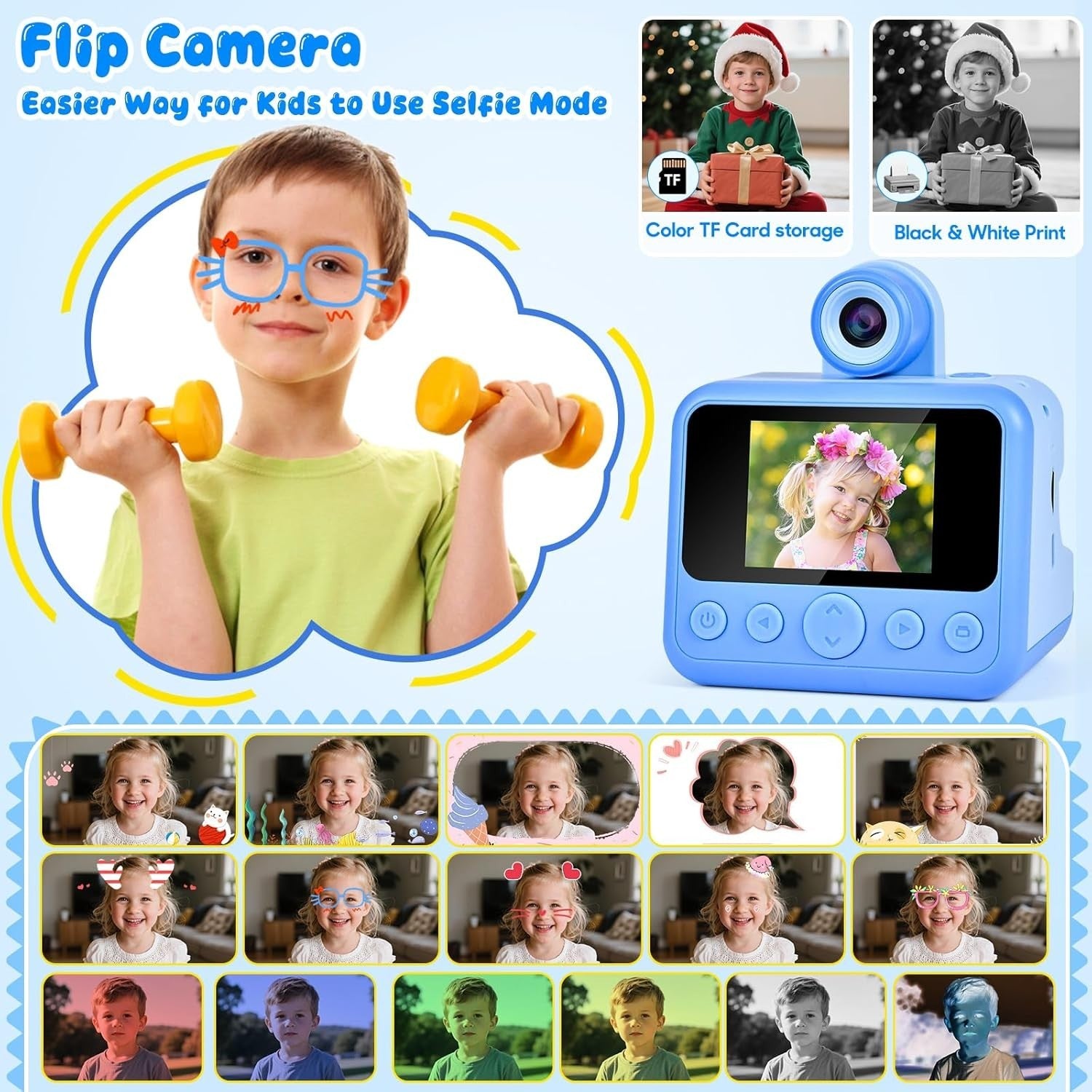 Kids Instant Print Camera 30MP 1080P HD Selfie Camera 32GB Toy Gift