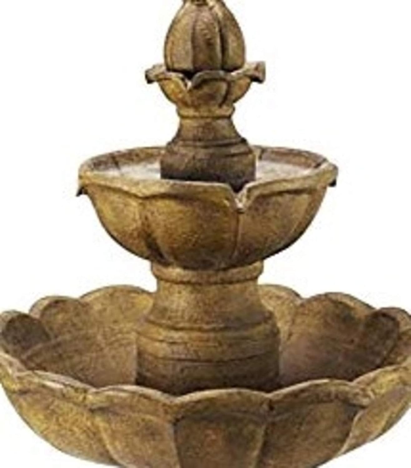 Solar Garden Water Fountain Bird Bath 2-Tier Resin Outdoor Feature 43x34cm