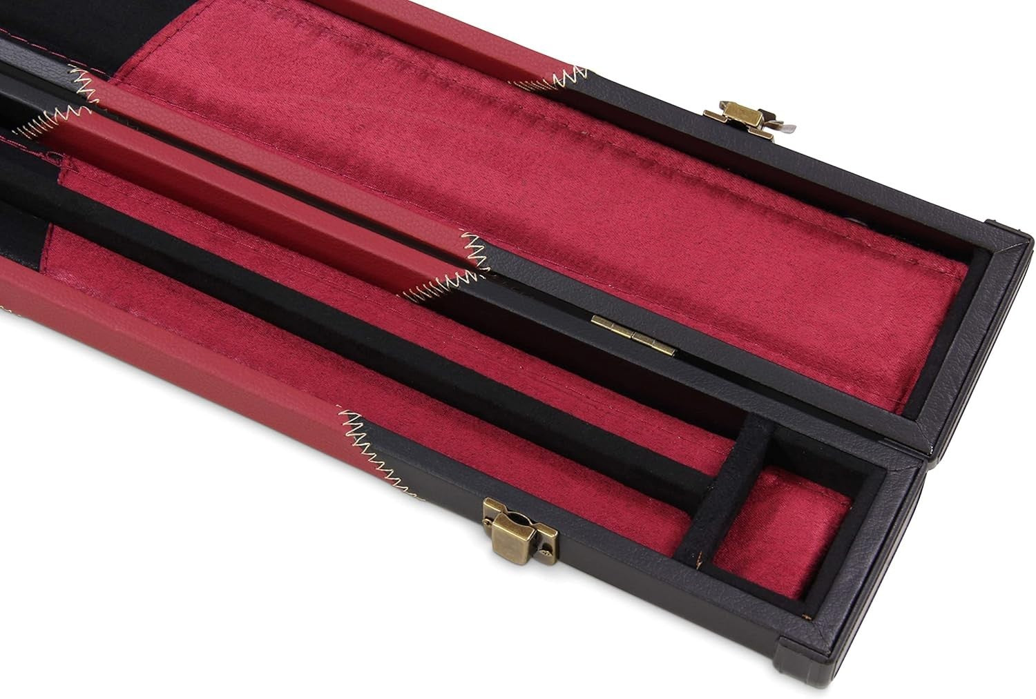 Hard Snooker Pool Cue Case 2 Piece Centre Joint Burgundy Deluxe