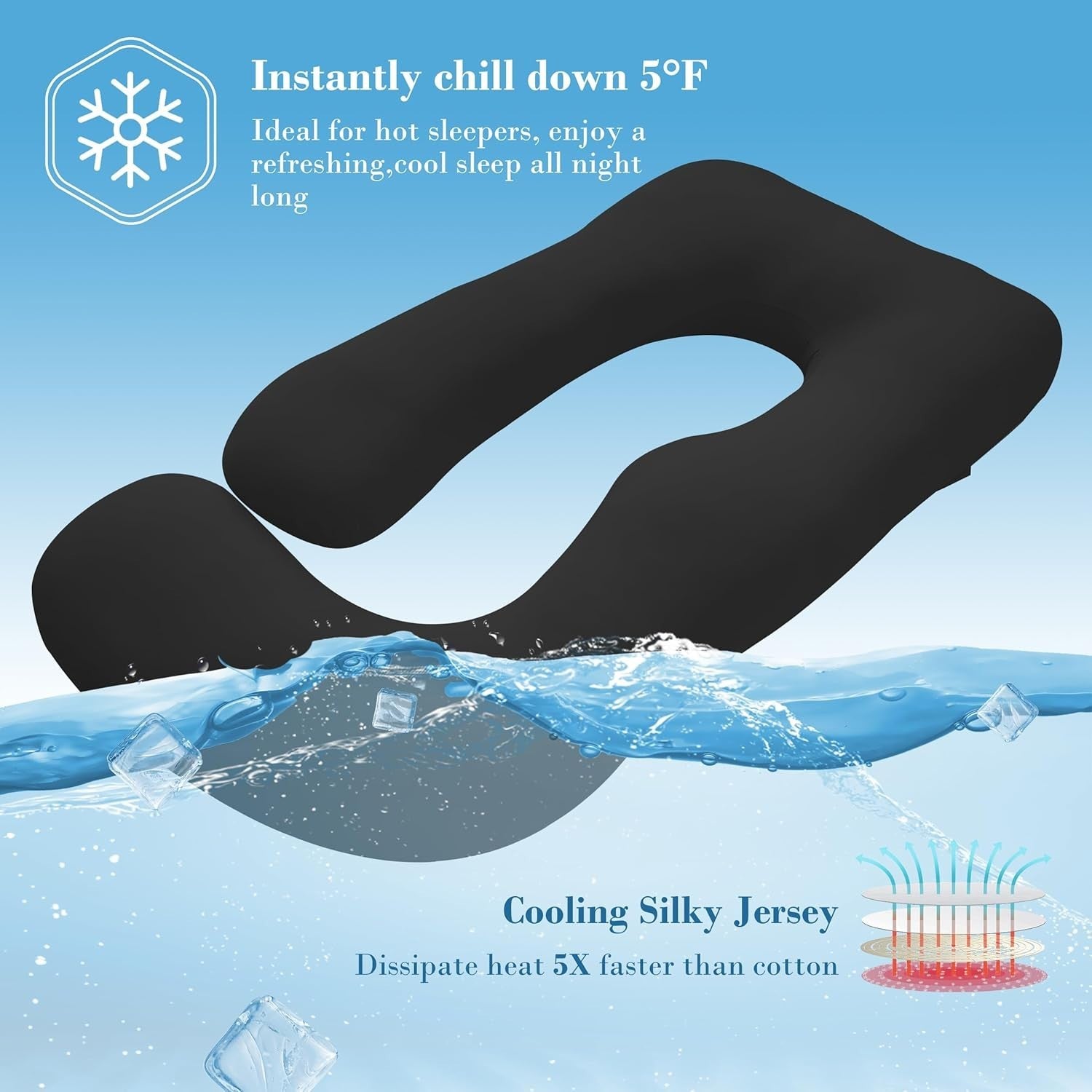 Cooling U Shaped Pregnancy Pillow 57in Full Body Maternity Support Washable