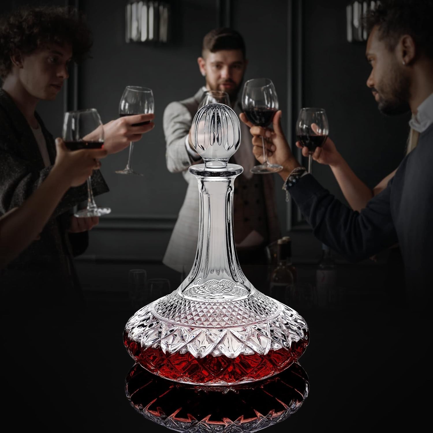Crystal Wine Decanter 1.5L with Stopper & Luxury Gift Box – Elegant Carafe