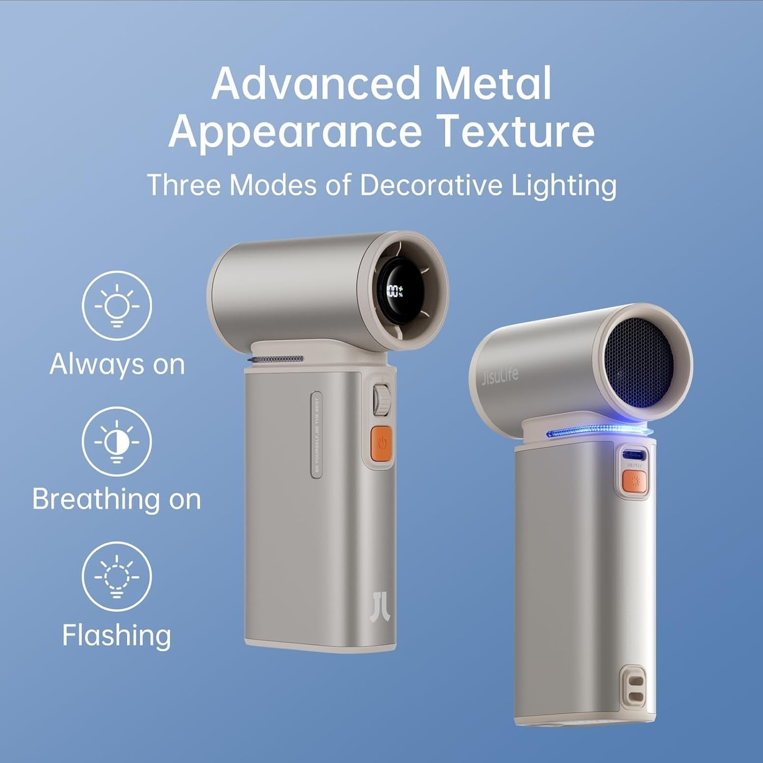 Portable Handheld Turbo Fan Grey 100-Speed Rechargeable Mini Cooling Fan 9000mAh