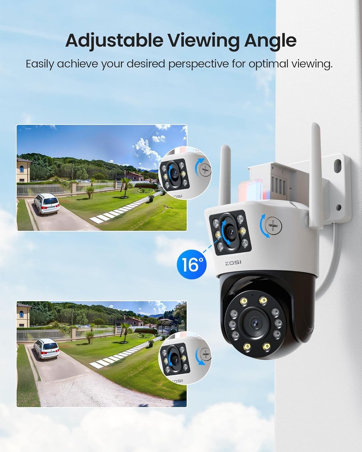 6MP Dual Lens WiFi Security Camera PTZ AI Tracking Color Night Vision