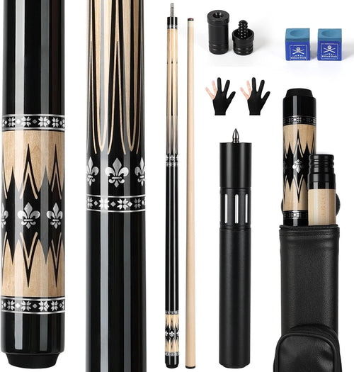 58" Adjustable Pool Cue 19oz–21oz Canadian Maple 12.5mm Pro Stick Set