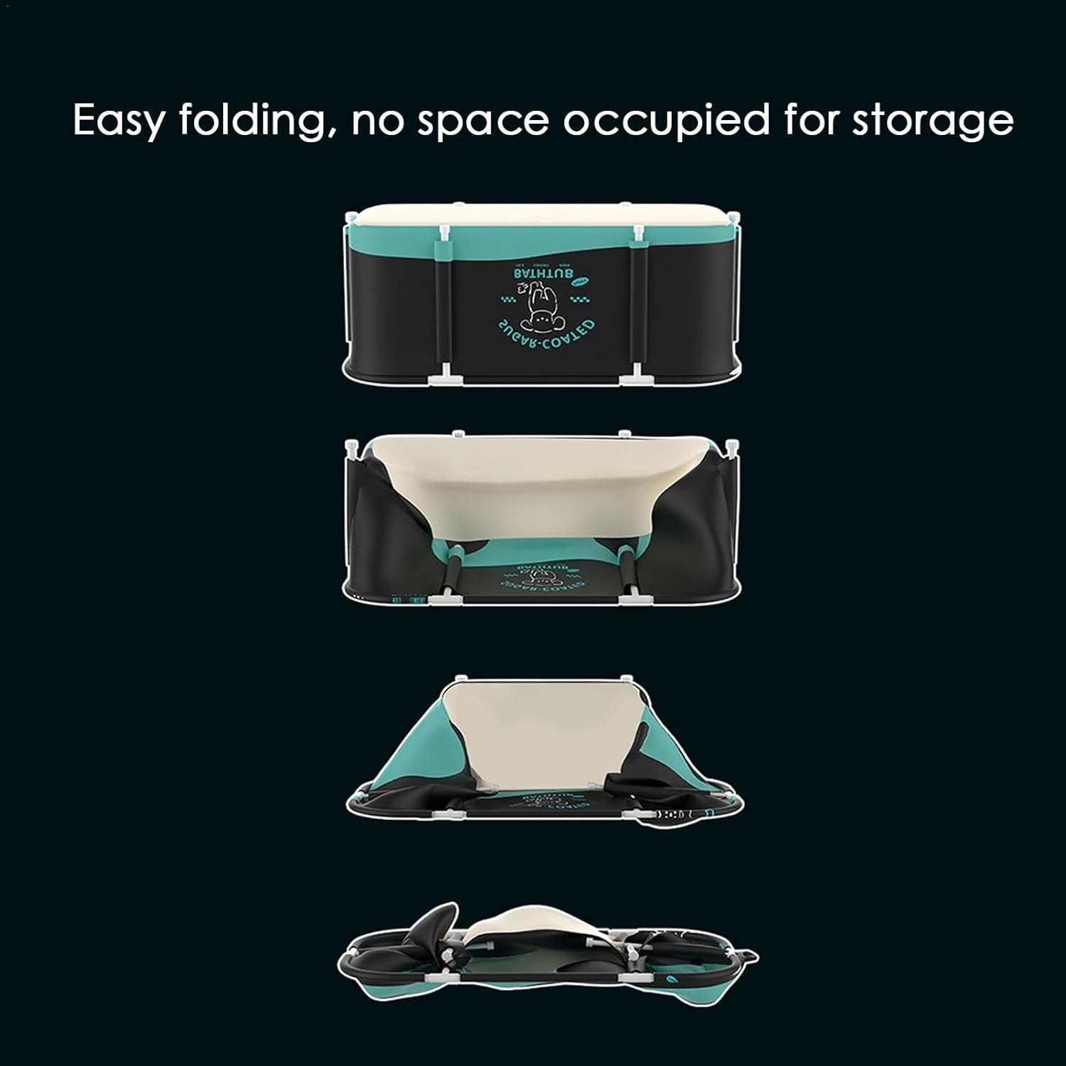 Portable Foldable Bathtub Black Oxford Cloth 45.3"x23.6"x19.7" Freestanding
