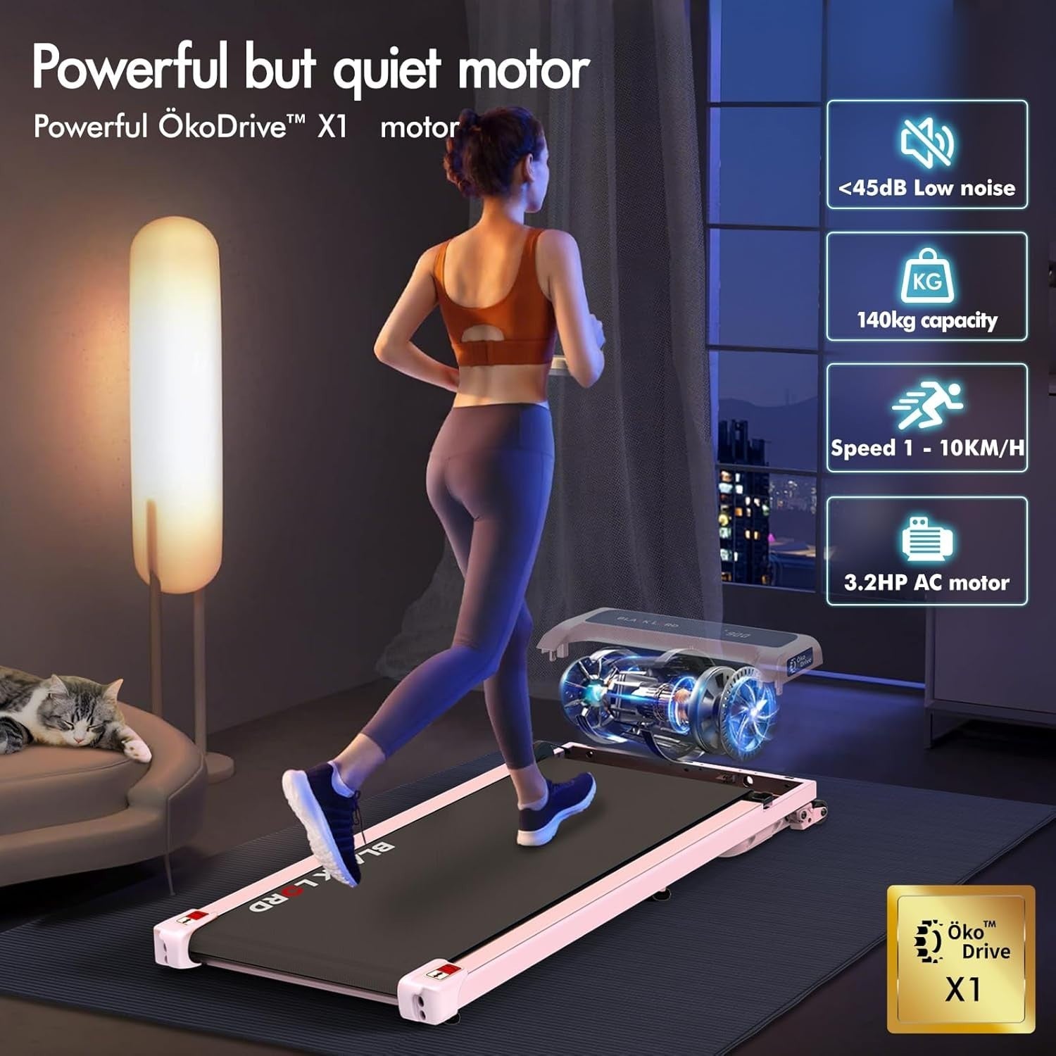 9% Incline Foldable Treadmill 3.2HP Under Desk Running Machine