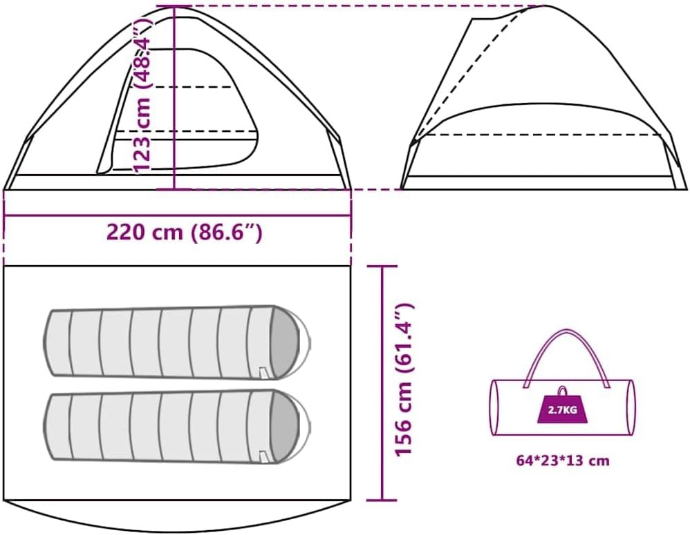 2 person Waterproof Camping Tent Outdoor Festival Family Dome Shelter