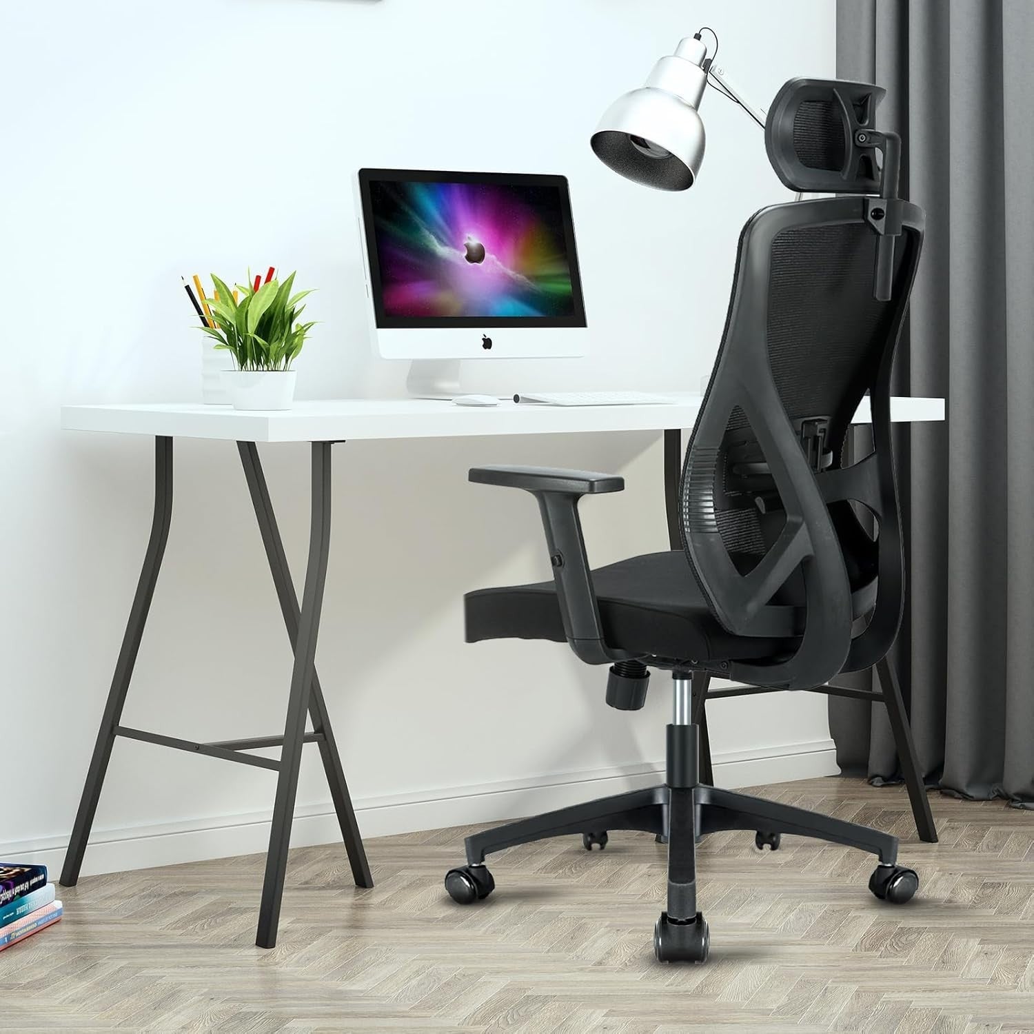 Ergonomic Office Chair Mesh Back Headrest Lumbar Support Swivel Desk Seat (65 ch