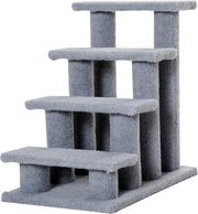 4 Step Dog Stairs for Bed Sofa 63x43x60cm Grey Pet Steps