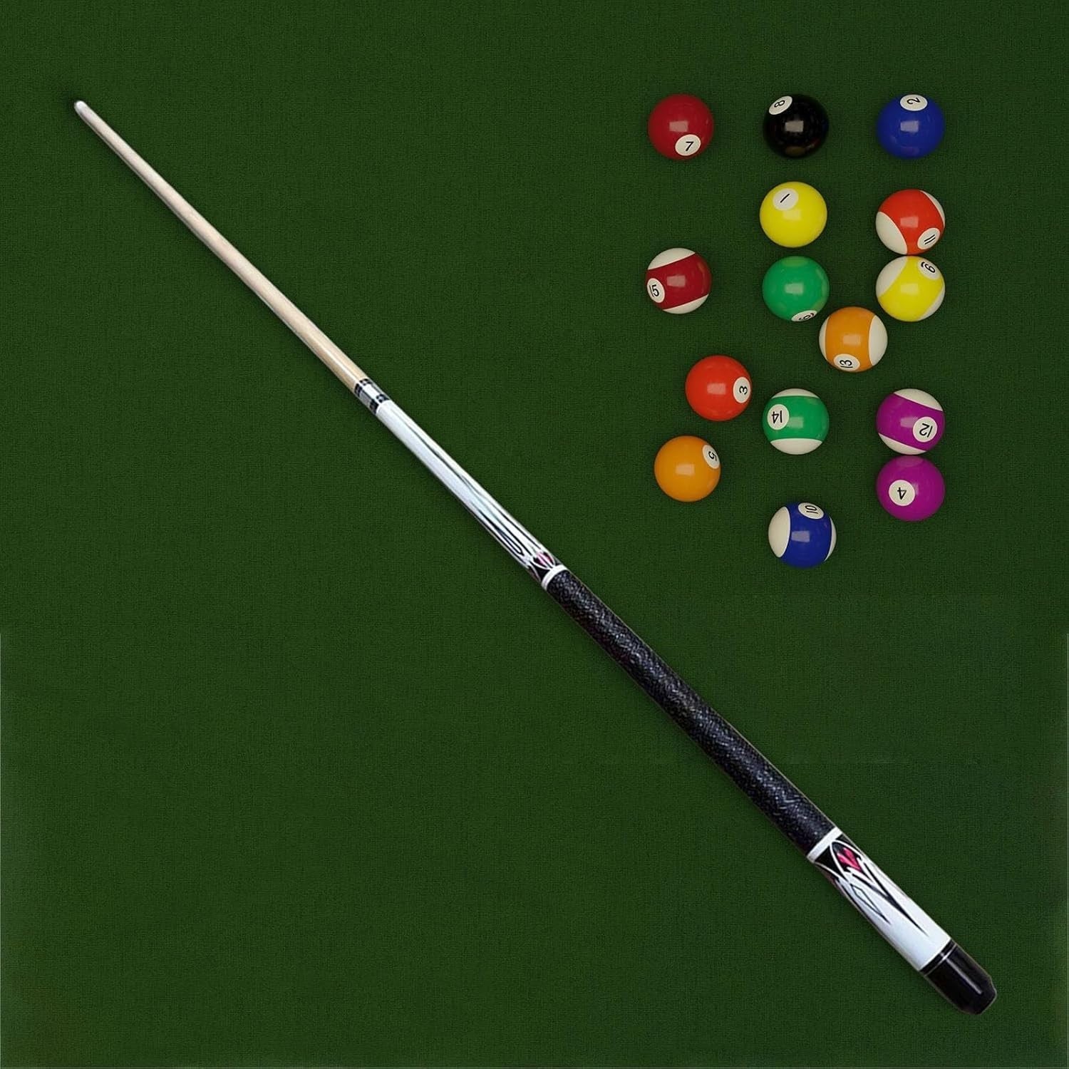 57in Pool Cue 13mm Tip 1/2 Joint Wood Steel Stylish Full Size