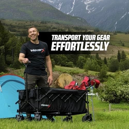 300L Folding Wagon Trolley All-Terrain Wheels Adjustable Handle Camping Cart