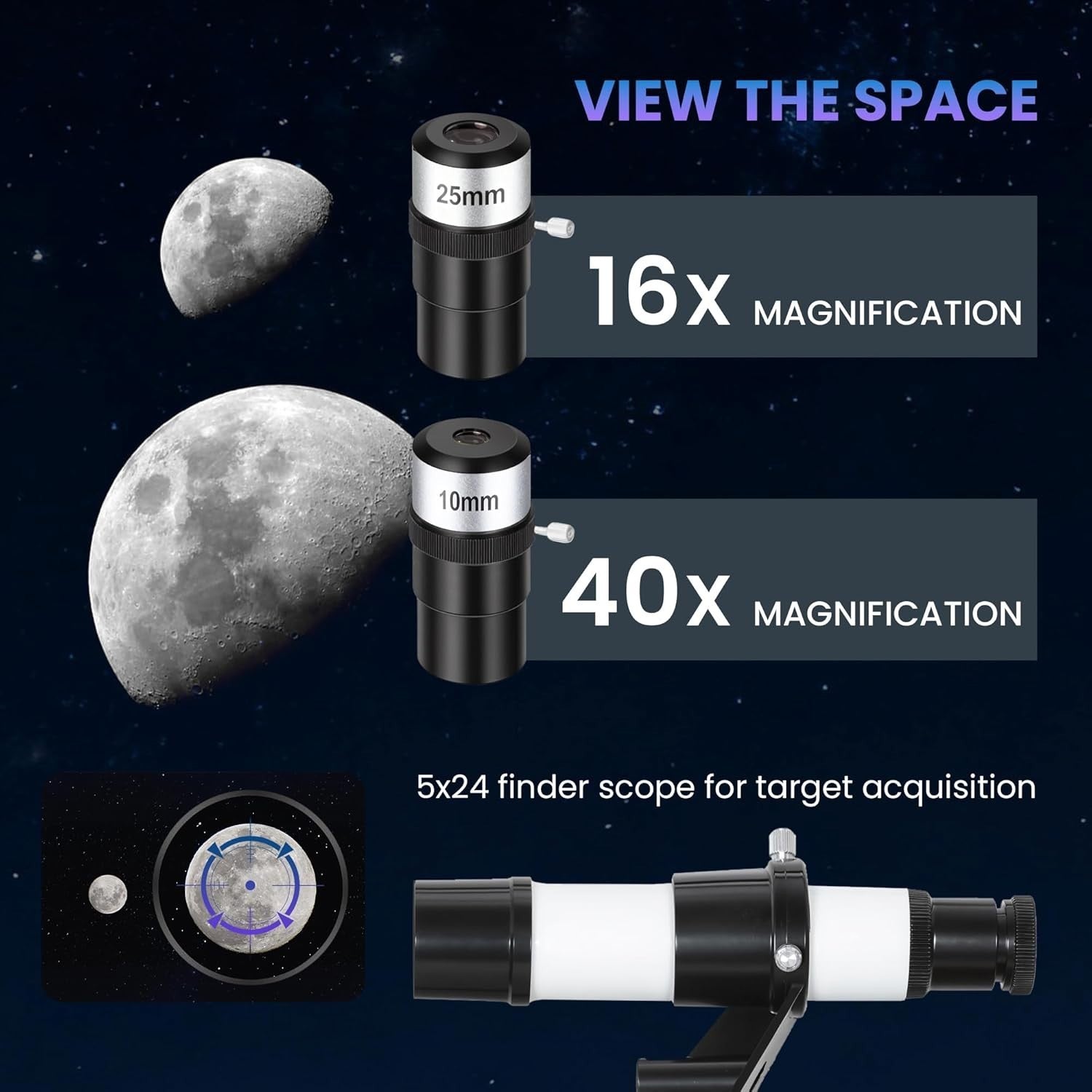 70mm Aperture Portable Refractor Telescope for Adults & Beginners - White