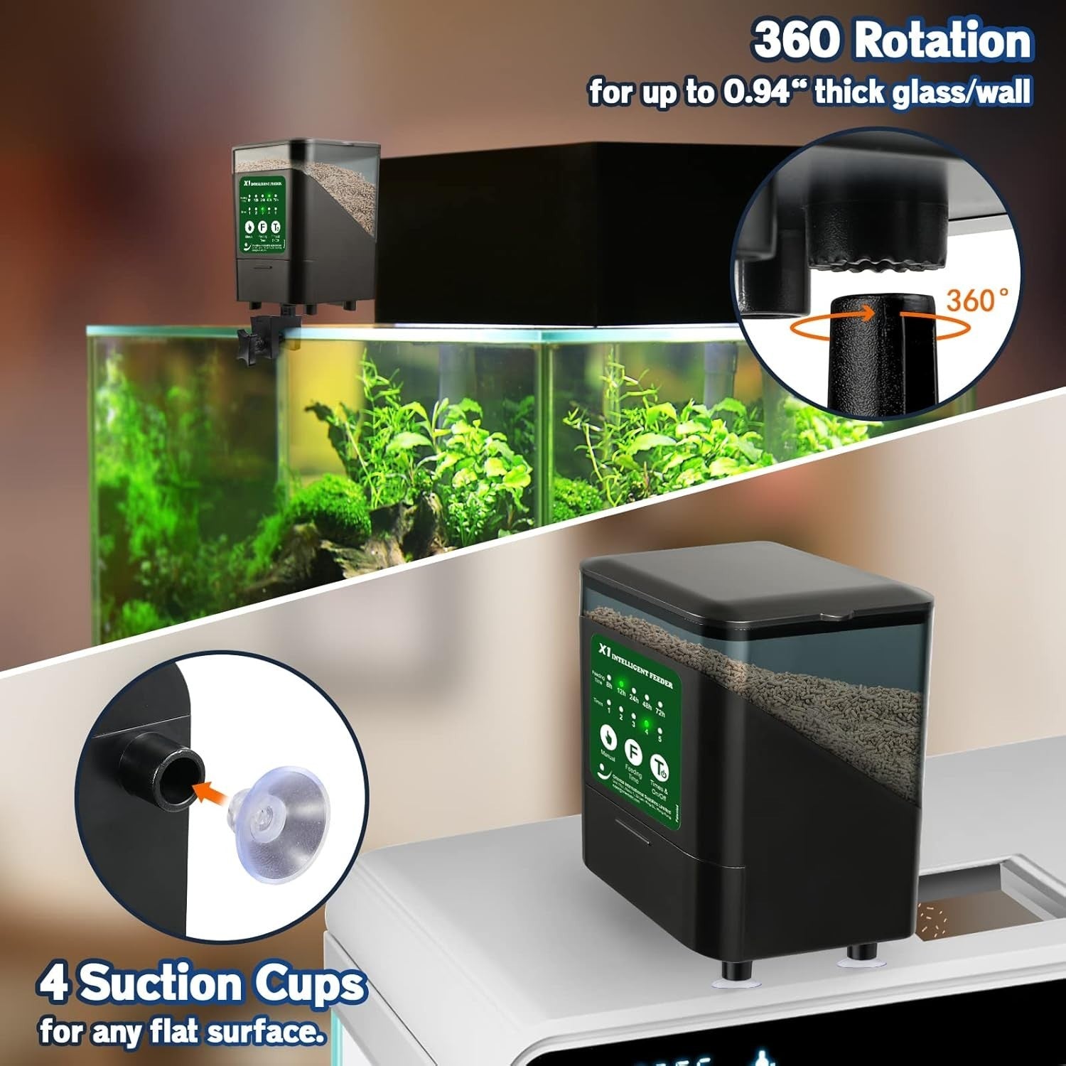 Automatic Fish Feeder 14oz Aquarium Food Dispenser Timer Moisture Proof