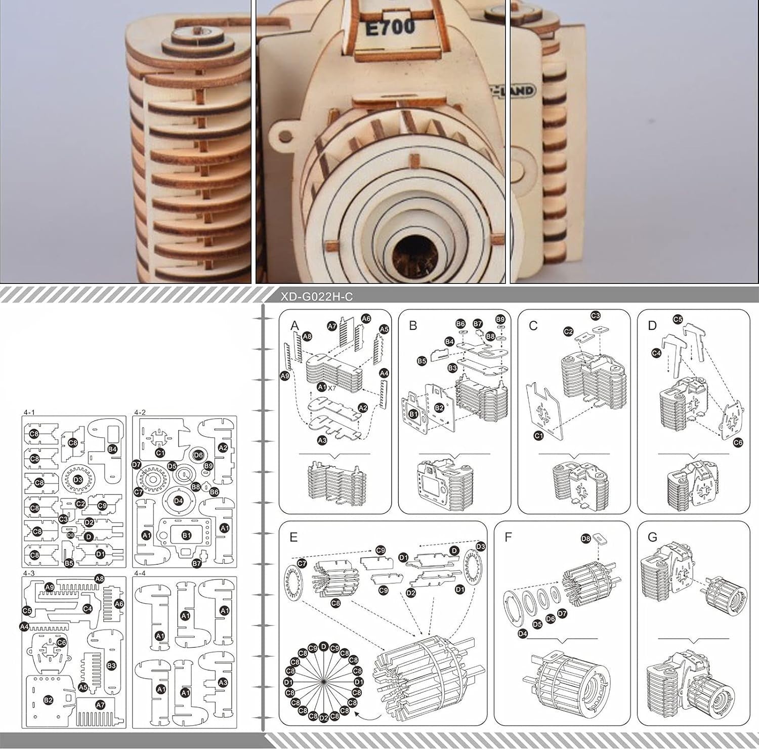3D Wooden Puzzle Camera DIY Kit for Adults Teens – No Glue Needed, Fun Build
