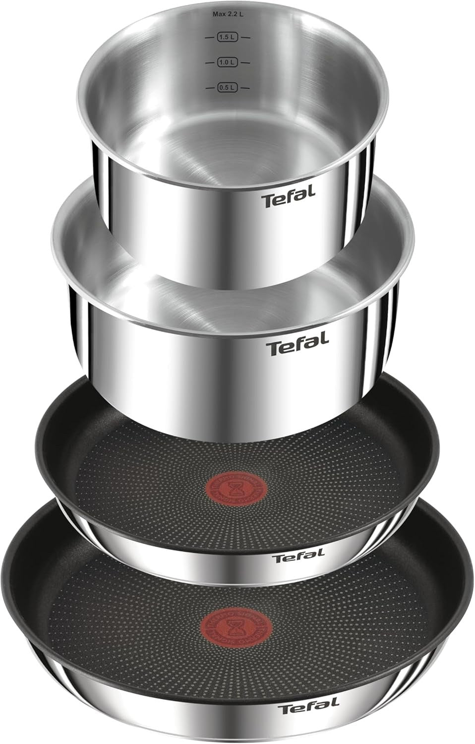 5Pc Stainless Steel Cookware Set Induction Safe Non Stick with Detachable Handle