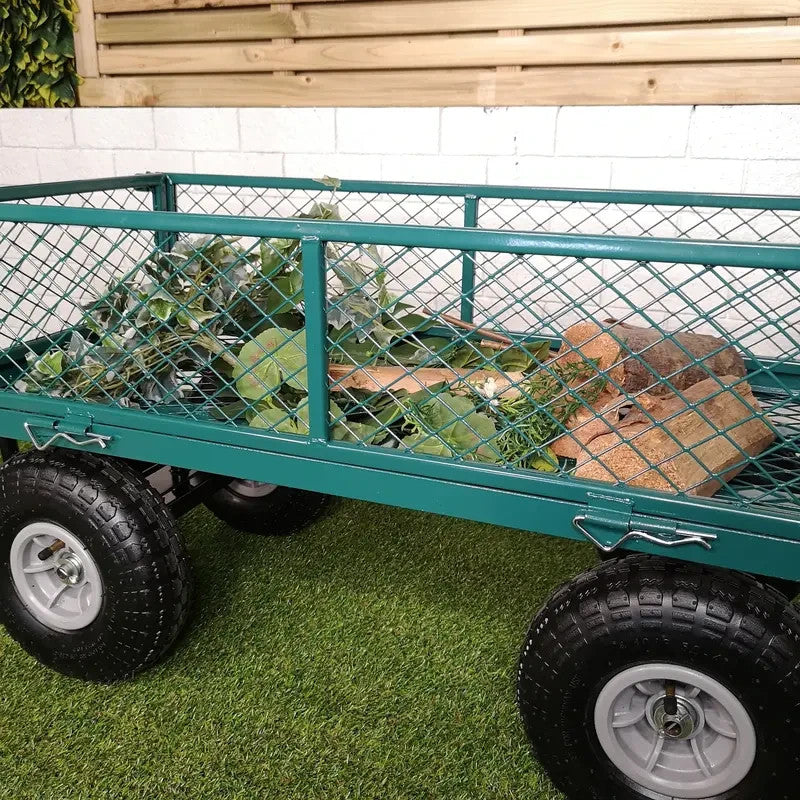 Heavy Duty Metal Garden Trolley Cart Truck Wheelbarrow with Handle