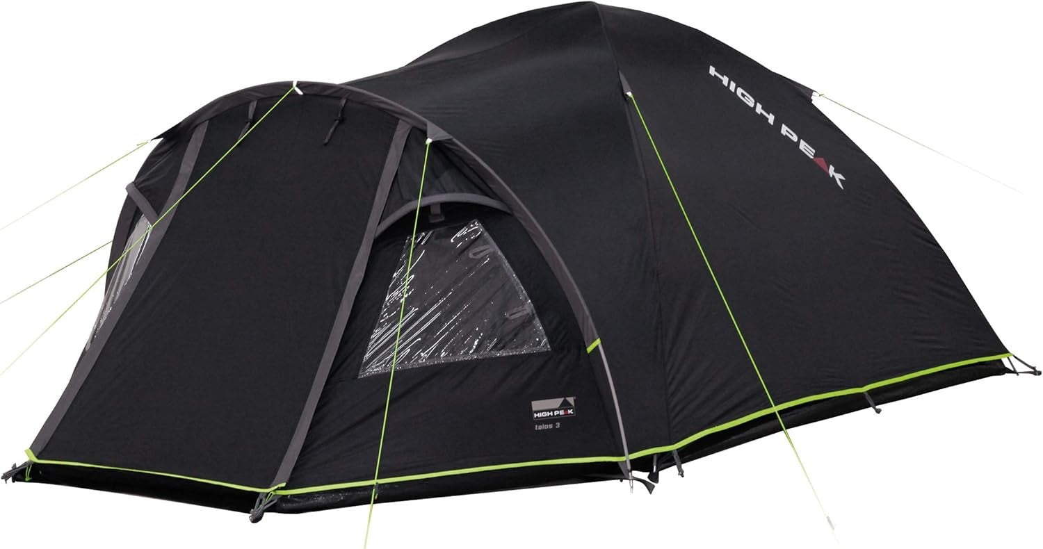 High Peak Talos 4-Person Tent Dark Grey/Green, Waterproof Camping Shelter