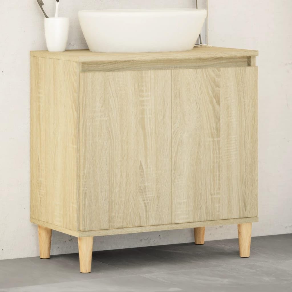 Sonoma Oak Under Sink Bathroom Cabinet 58x33x60cm – Modern Vanity Storage Unit